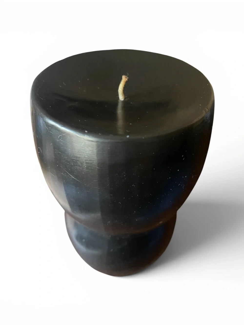 Very Large Black Sculpted & Unscented Pillar Candle